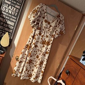 Baltic Born Cream and Brown Floral Midi Dress